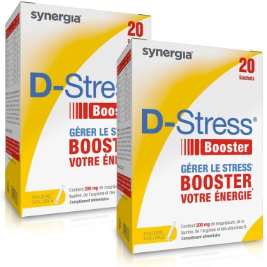 D-Stress Booster lot de 2 + 1 Vitamine D3 offerte – Magnésium hautement assimilé, taurine, vitamines B – Synergia